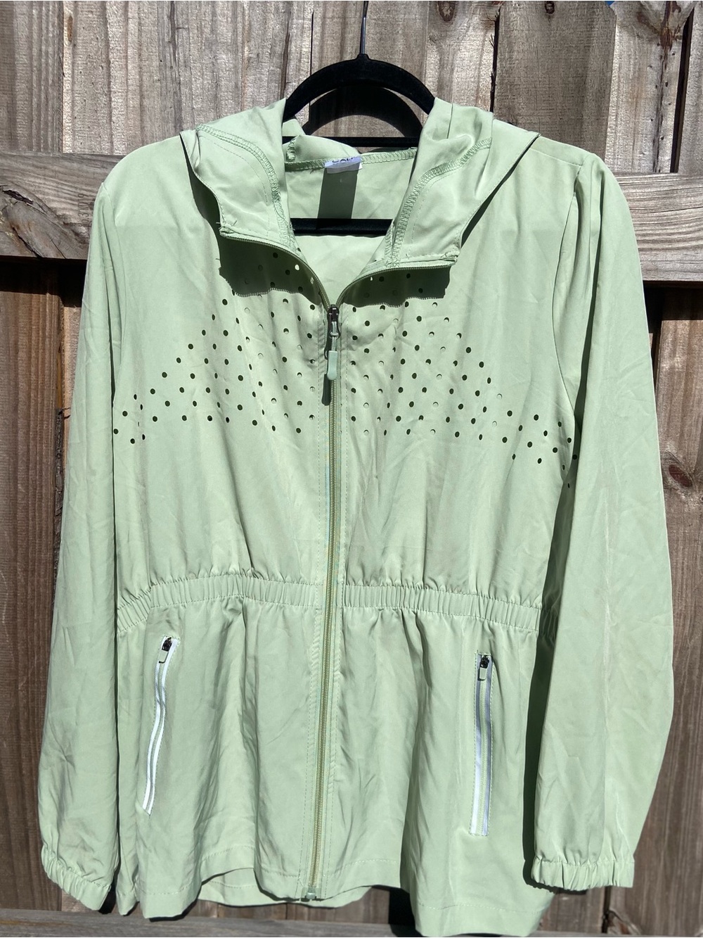 Cali Sport 2X Lightweight Green Hooded Jacket Elastic Waist